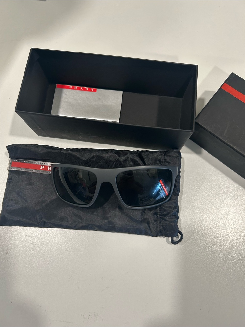 Prada Matte Black Oversized Sunglasses with Dark Lenses